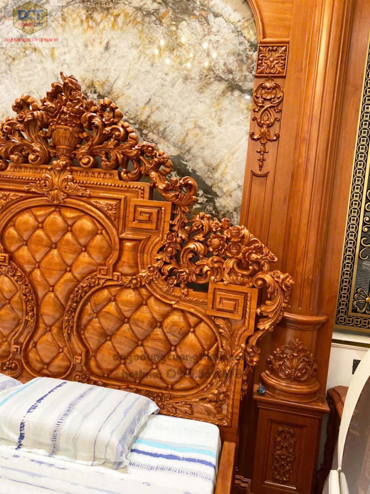 giường ngủ cổ điển gỗ gõ đỏ G54